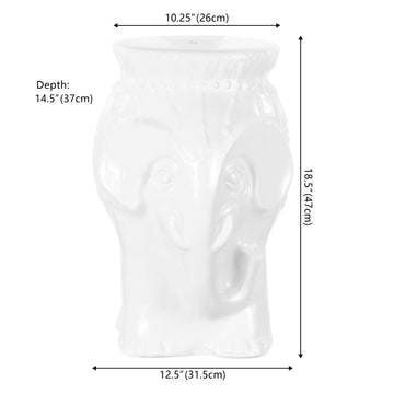 Orla 18.5" Modern Bohemian Elephant Ceramic Garden Stool - JONATHAN Y